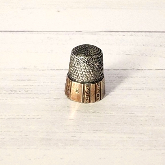Antique Gold & 925 Sterling Silver Thimble by Ketcham & McDougall 1900s - Picture 1 of 7